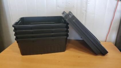 (4) Plastic Totes With Lids