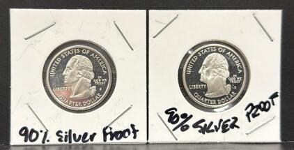 U.S. Mint 90% Silver Proof Quarters, Kentucky 2001, Nebraska 2006, 24.26mm, 5.67g