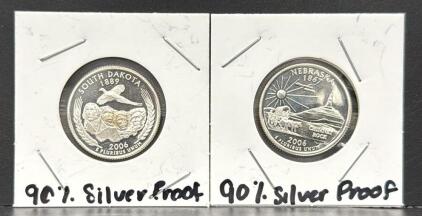 2006 United States Mint 90% Silver Proof State Quarters, South Dakota & Nebraska
