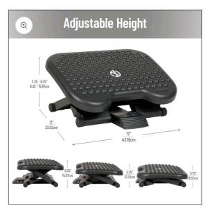 (5) Mind Reader Foot Rest, Under Desk at Work, Ergonomic, Height Adjustable, Office, Plastic, 18"L x 13.5"W x 6.5"H, Black