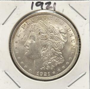 1921 Morgan Silver Dollar, United States Mint, 90% Silver