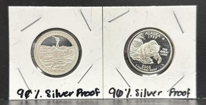 2011 Gettysburg & 2008 Alaska 90% Silver Proof Quarters, U.S. Mint