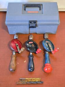 (3) Vintage Stanley Hand Drills w/ Bits