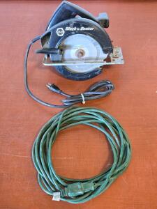 Vintage Black & Decker Electric Circular Saw & Extension Cord