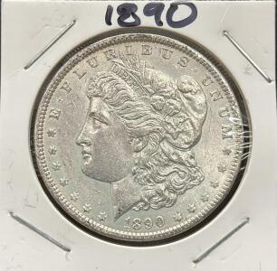 1890 Morgan Dollar, 90% Silver, United States One Dollar Coin