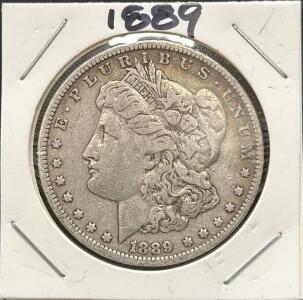 1889 Morgan Silver Dollar, No Mint Mark, U.S. Coin