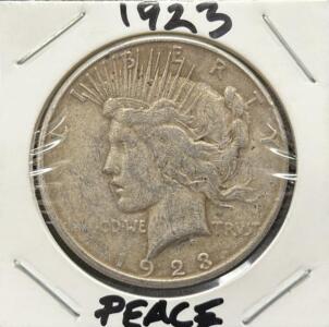 1923 Peace Dollar, United States, 90% Silver, No Mint Mark
