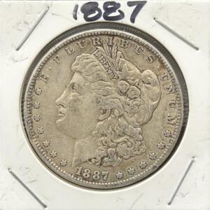 1887 Morgan Silver Dollar, United States Mint, One Dollar Coin