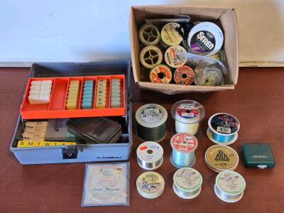 Assorted Vintage Fishing Line & Tackle Box Storage