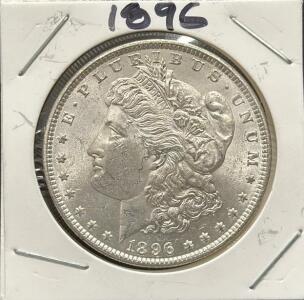1896 Morgan Silver Dollar Coin, United States Mint, Lady Liberty Design