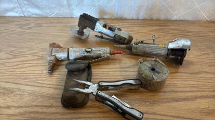 (1) Air Nibbler (1) 3&rdquo; High Speed Air Cutter w/Extra Wheels (1) Multi Function Air Tool (1) John Deere Multi Tool