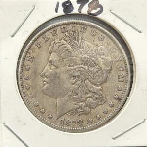 1878 Morgan Silver Dollar, 90% Silver, No Visible Mint Mark