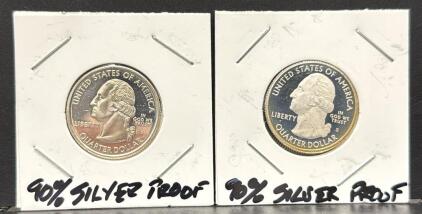 2016 & 2000 Silver Proof Quarters, 90% Silver, U.S. Mint, S Mint Mark