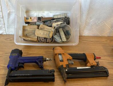 (1) Bostitch Brad 18ga Nailer (1) Centeral Pneumatic Brad Nailer/Stapler (1) Tote w/ Nails & Staples