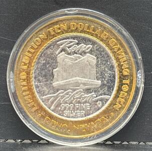 1957 Chevy Limited Edition $10 Gaming Token, .999 Silver, Reno, NV