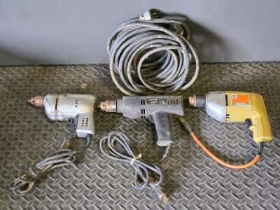 (3) Vintage Black & Decker Electric Corded Drills w/ Extension Cord