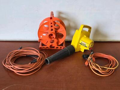 Vintage Paramount Blower - PB90 , 50' Cord Reel , (2) Repairable Extension Cords