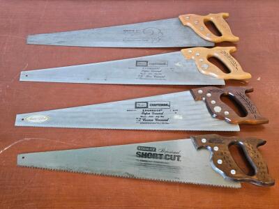 (4) Vintage Hand Saws: Stanley, Craftsman & Sandvik