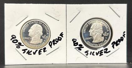 2016 Shawnee and 2009 Puerto Rico Silver Proof Quarters, 90% Silver, Mint Mark S