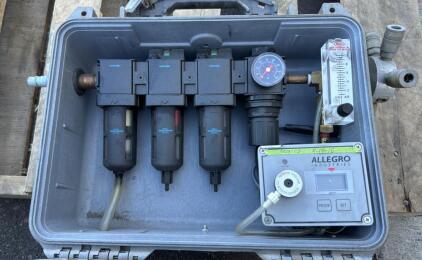 Allegro Industries Carry-Air&trade; Filtration Panel with a CO monitor, designed to convert compressed shop air into clean, breathable air for supplied-air respirators.
