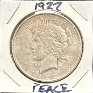 1922 Peace Silver Dollar Coin, United States Mint, 90% Silver