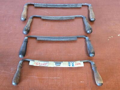 (4) Vintage Woodworking Draw Knives: Witherby, Stiletto, Crescent Edge & More!