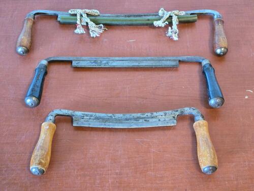 (3) Vintage Woodworking Draw Knives: Witherby, Worth & Pexto