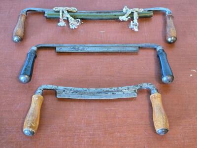 (3) Vintage Woodworking Draw Knives: Witherby, Worth & Pexto