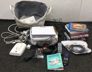 Portable DVD Player, DVDs, Various Cords