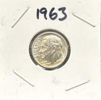 (4) Total 1963 & 1964 Roosevelt Dimes, United States, Silver Composition - 11