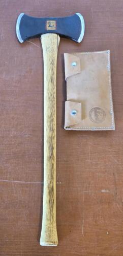 Vintage Genuine Norlund Hudson Bay Double Edge Axe w/ Original Leather Case