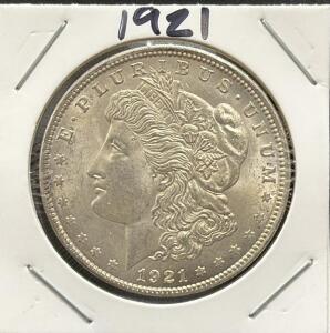 1921 Morgan Dollar, United States Mint, One Dollar, 90% Silver Coin
