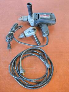 Vintage Sears Craftsman Electric Corded Drill , Vintage 90&ordm; Attachment & Extension Cord