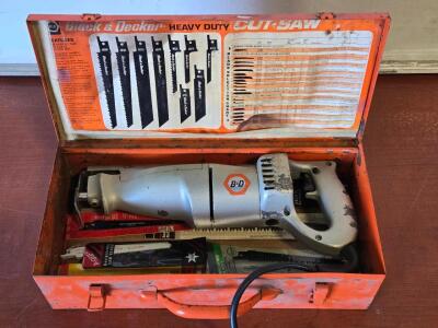 Vintage Black & Decker Heavy Duty Cut-Saw Kit w/ Original Metal Case & Extra Blades