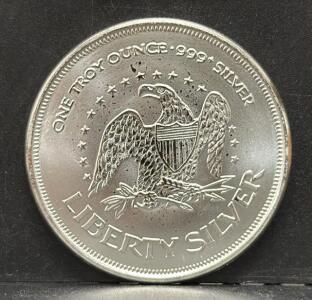 A-Mark Liberty Silver Coin, One Troy Ounce, .999 Silver