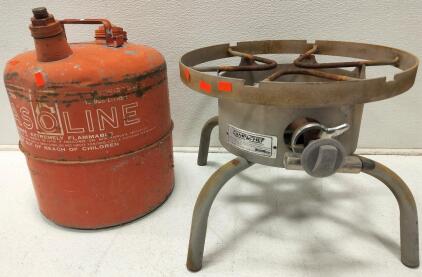 Camp Chef Single Burner Cooker, Antique Gas Can
