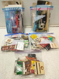 Vintage Car postcards, Vintage assorted matches