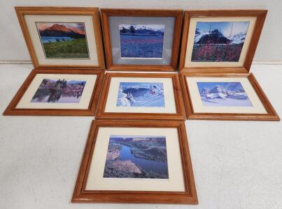 (7) Brown Wood Framed Scenic Idaho Landscape Nature Photos
