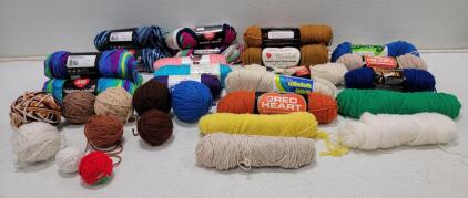 Large Yarn Lot Red Heart and Caron Brands Mainly