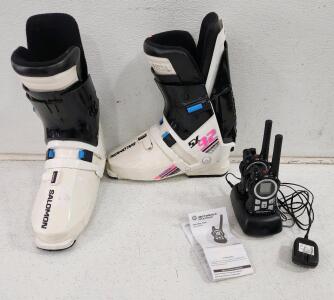 (1) Pair Of Salomon SX 92 Rear-Entry Ski Boots (1) Motorola Talkabout MU350R Two-Way Radios