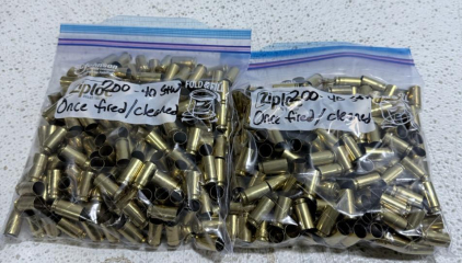 (2) 200 Count Bags Of 40 Cal Brass Casings For Reloading