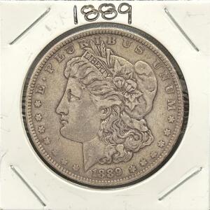 1889 Morgan Dollar, United States Mint, No Mint Mark, 90% Silver