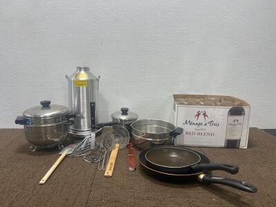 (9) Mason Jars (1) Kelly Kettle (3) assorted pots and more