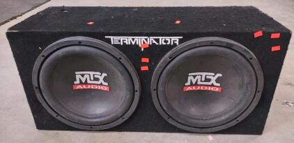 (2) MTX TNE212D 12" 1200W Dual Car Subwoofers Audio Subs + Enclosure 29&frac12;"x 14"x 14" Open Box