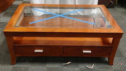 Glass Top Coffee Table w/ 4-Drawers
