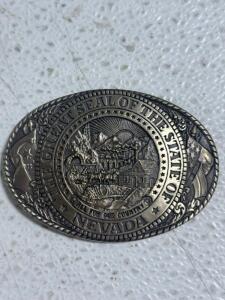 (1) Solid Brass Great Seal Of Nevada Belt Buckle