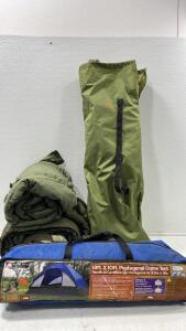 Ozark Trail Tent (2) Sleeping Camping Bags and 6Ft Bed.,(1)Empty 5 Gallons,Located (BW)
