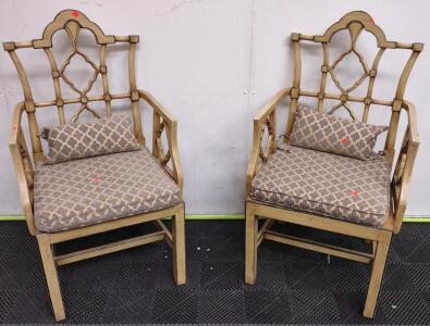 (2) Beautiful Pair of Vintage Chinese Chippendale Chairs