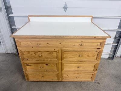(1) Wooden Work Bench W/ 7 Drawers