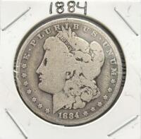1884 Morgan Silver Dollar, Philadelphia Mint, One Dollar Coin
